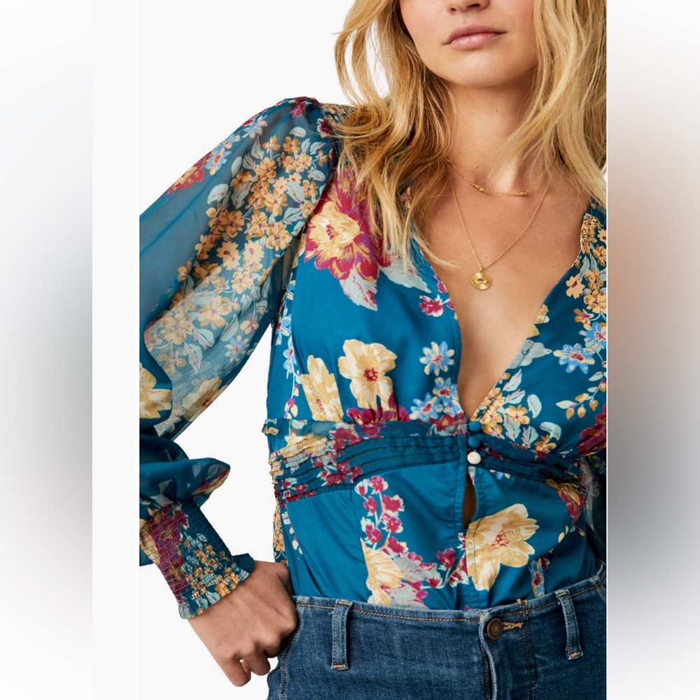 NWT Free People Intimately Wanderlust Floral Print Bodysuit